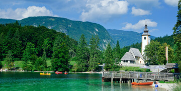 Slovenija, Bohinjsko jezero, vožnja kajacima