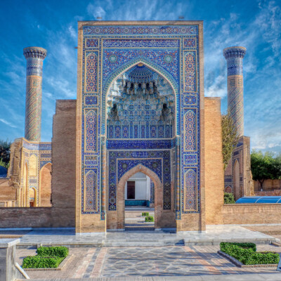 Uzbekistan Pročelje mauzoleja Gur-e-Mir, Samarkand