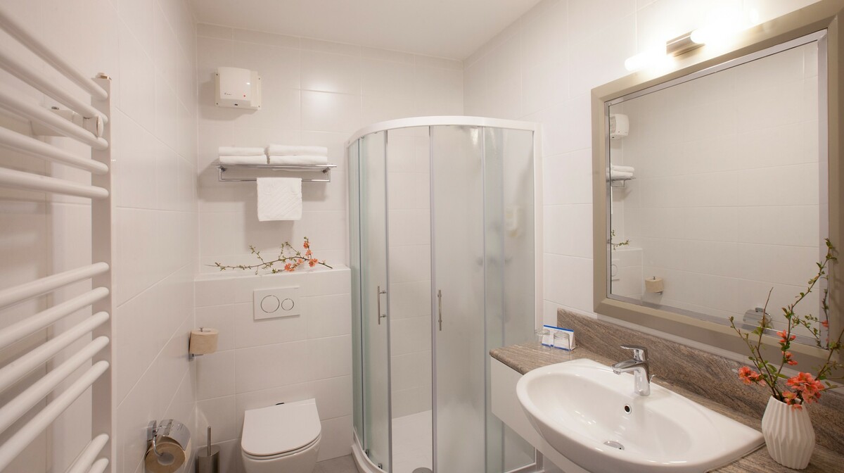Skijanje i wellness u Sloveniji, Bohinj Hotel Jezero, izgled kupaonice u sobi