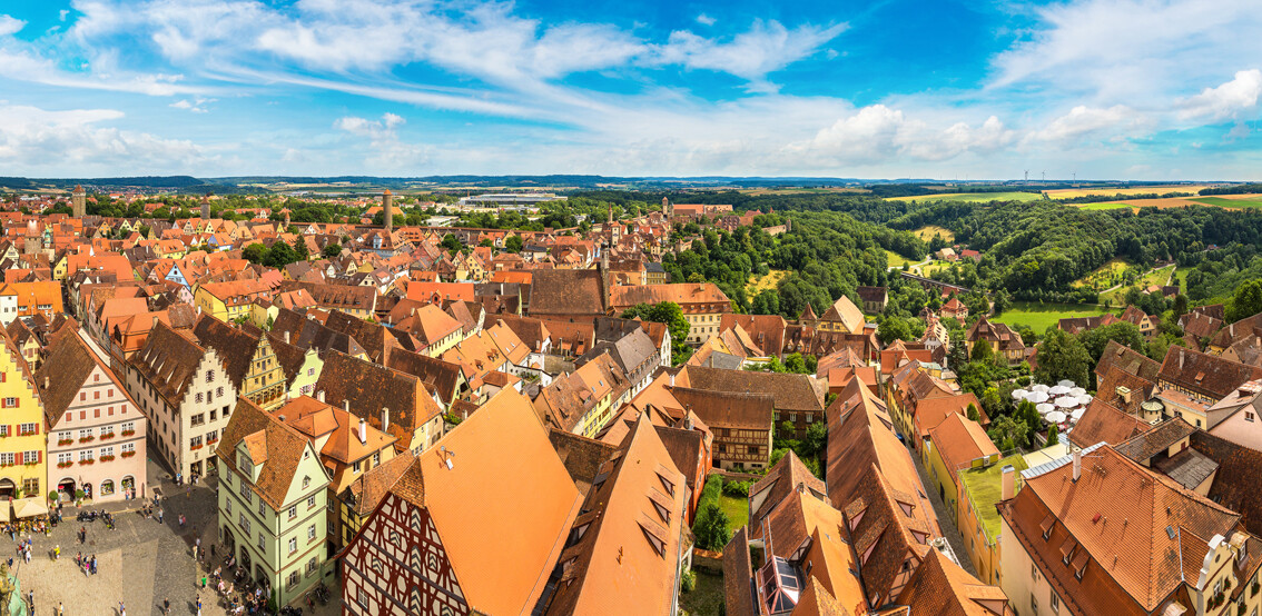 Njemačka, Panoramski pogled iz zraka na Rothenburg