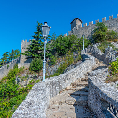 San Marino - stubište koje vodi do Guaite - prve kule San Marina