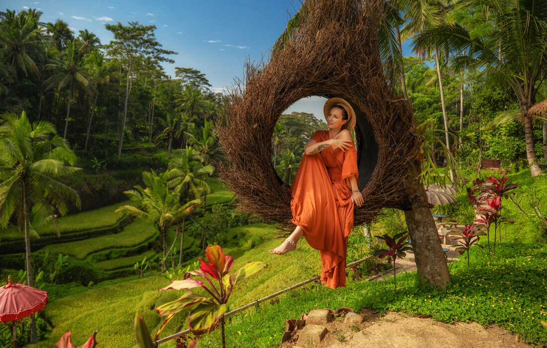 Bali, pogled na rižinu terasu Tegalalang