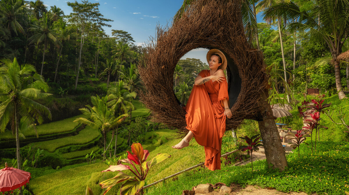 Bali, pogled na rižinu terasu Tegalalang