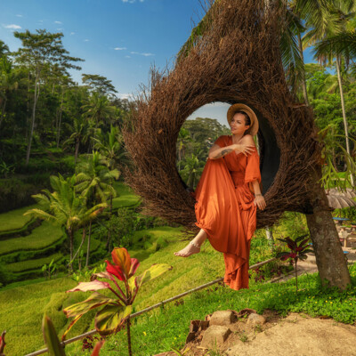 Bali, pogled na rižinu terasu Tegalalang