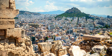 Atena - pogled na grad i Akropolu, putovanje zrakoplovom