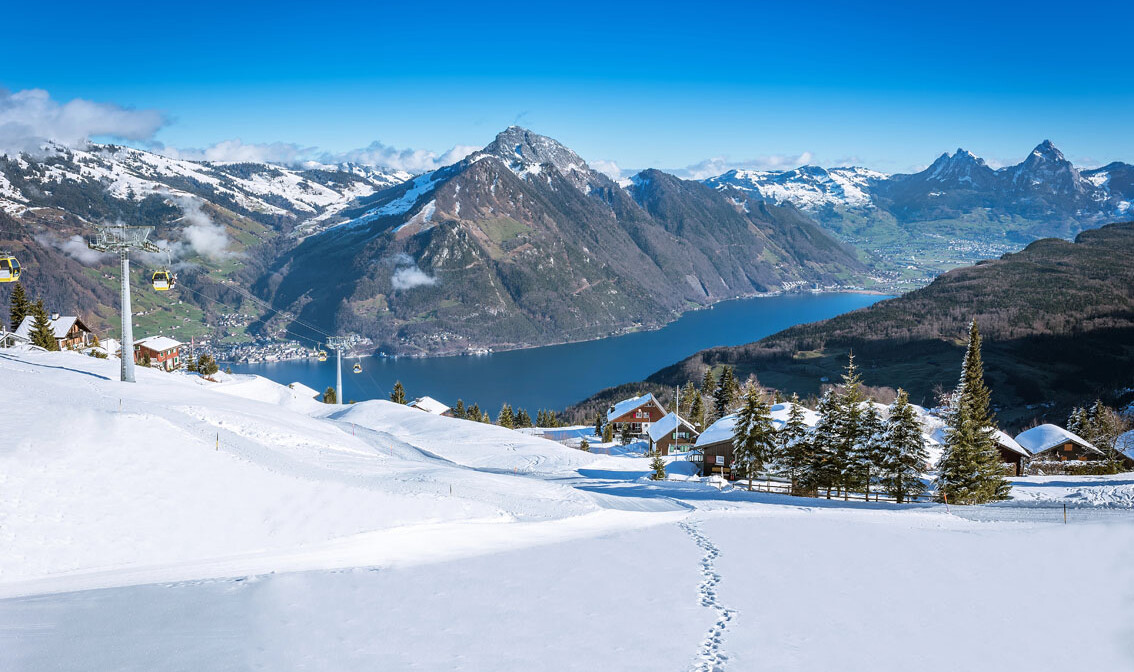 Švicarska, jezero Luzern i Rigi sa skijališta Klewenalp