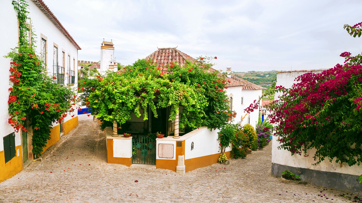 ulice Obidosa u cvijeću, putovanje Lisabon i mala portugalska tura