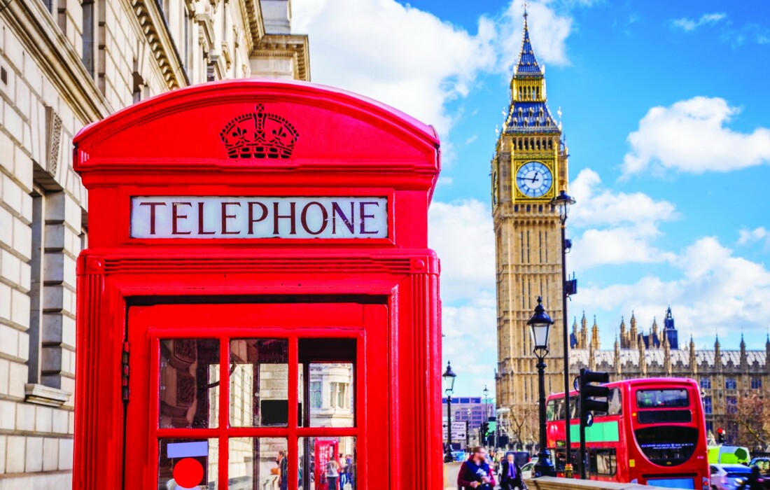 London putovanje, crvena telefonska govornica i Big Ben