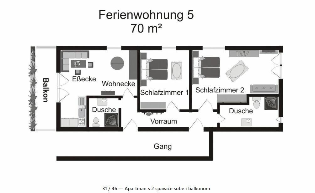 Bad Kleinkirchheim, Apartmani Krenn, 75m2