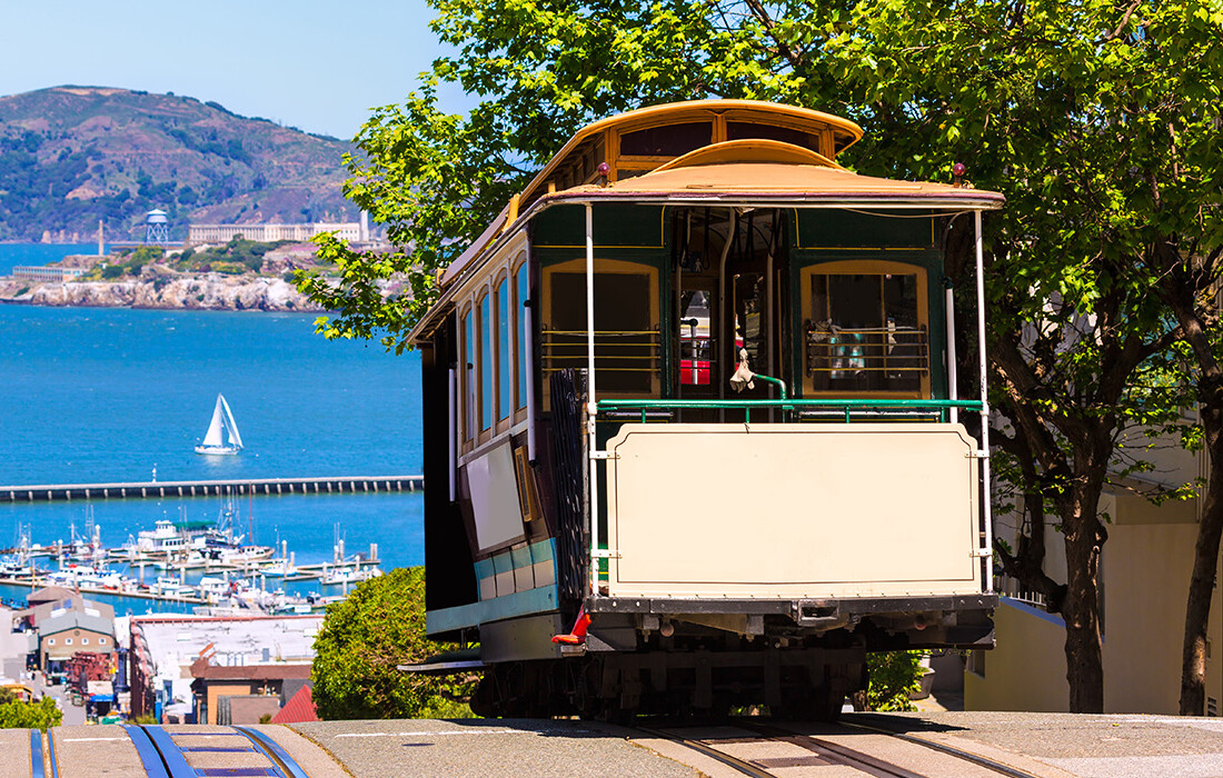 Stari tramvaj, putovanje San Francisco, zlatni zapad SAD-a, daleka putovanja
