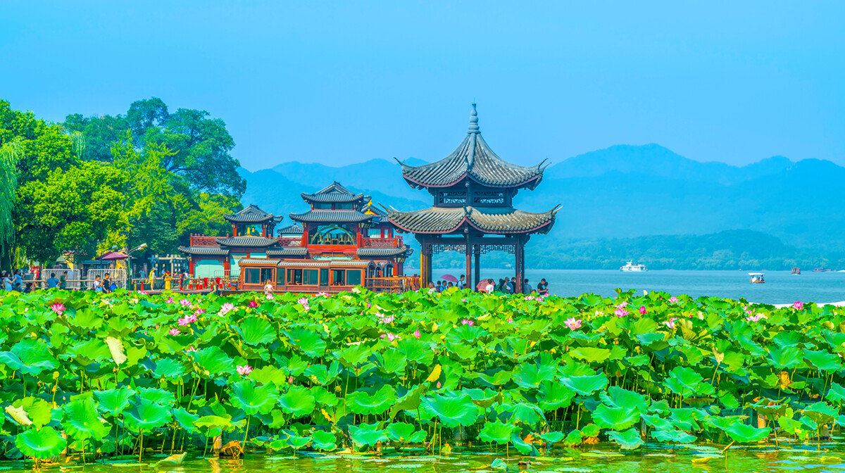 Paviljon Jixian, Zapadno jezero, Hangzhou, Kineska tura, mondo travel, daleka putovanja
