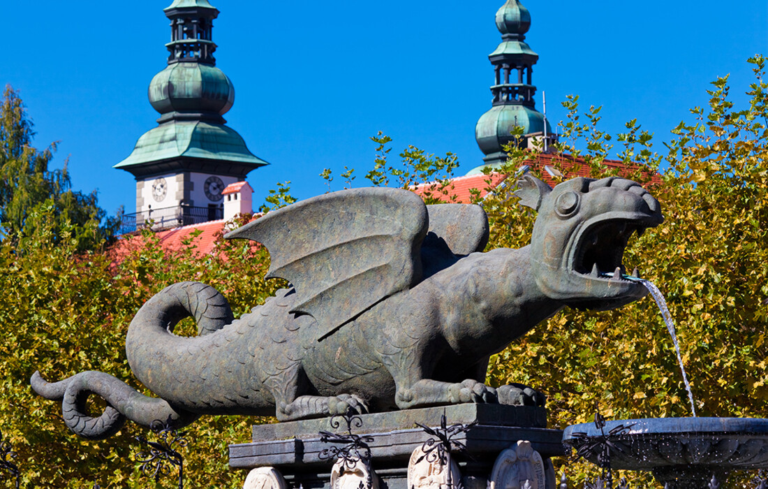 Fontana Lindworm - simbol grada Klagenfurta u Austriji