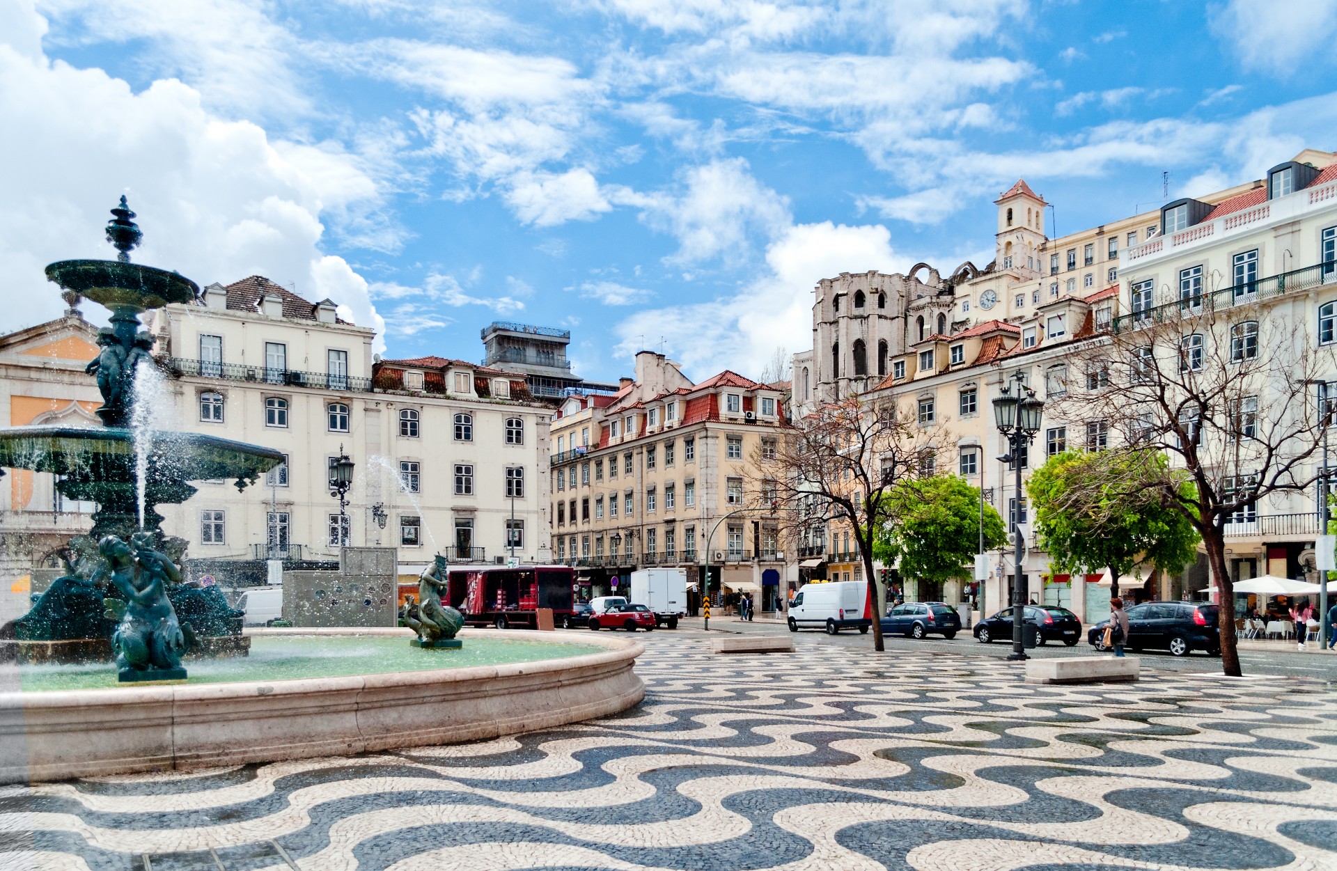 Fontana na trgu Rossio, putovanje u Portugal